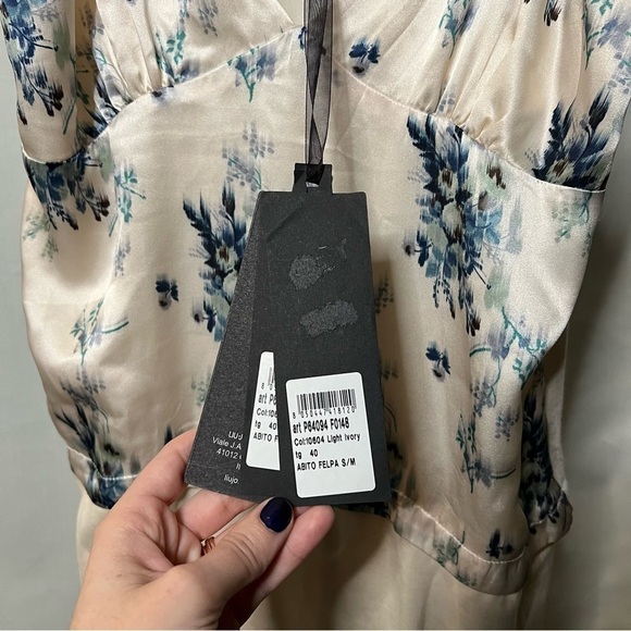 Liu Jo Ivory and Blue Toile Floral Silk Dress Medium - Picture 4 of 12